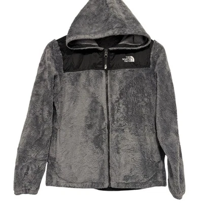 North Face Girl's Oso Fleece Full Zip Hoodie Jacket Gray Black Size XL - Image 1 of 4