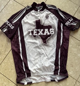Canari 1/2 Zip Cycling Jersey TEXAS Logo Men’s Large Maroon Gray White - Picture 1 of 6
