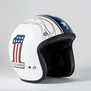 Casco Harley Davidson Genuino 3/4 Número 1 Logo JIS L Talla Blanco - Imagen 1 de 4