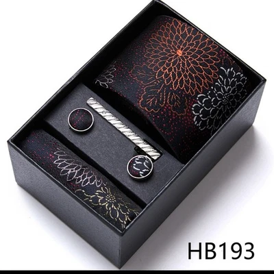 Highest Tie Hanky Cufflinks Pocket Square Prom Wedding Gentleman Fashion Boxed - image 1 of 4