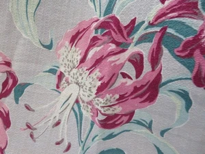 Stunning Vintage Barkcloth Fabric Drapes Hawaiian Tropical on Dove Grey - Picture 1 of 20