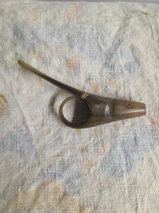 Vintage MCM geschnitztes Horn Fisch geformtes Zigarettenetui 4,25" Handarbeit - Bild 1 von 13