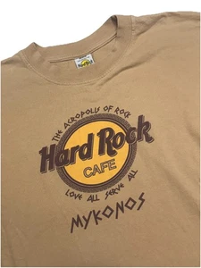 Vintage Women’s Hard Rock Cafe T Shirt Mykonos Greece Beige Medium USA - Picture 1 of 6