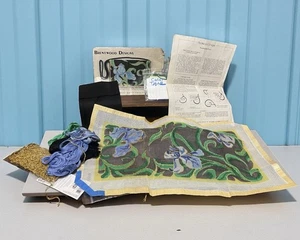 BRENTWOOD DESIGNS Needlepoint Kit Handbag Purse Iris-Partially Completed - Picture 1 of 17