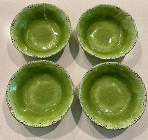 Pier 1 Imports Green Carmelo Melamine 7" Cereal Bowls Set of 4 - Picture 1 of 9