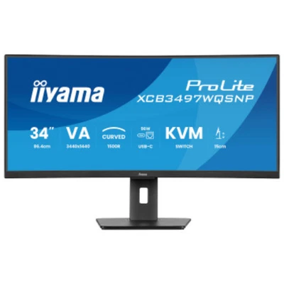 IIYAMA 34" ProLite VA UWQHD 120Hz 0.4ms 1500R Curved Monitor XCB3497WQSNP-B1 - Image 1 of 4