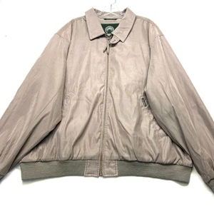 Weatherproof Bomber Jacket Mens 2XL Beige Nylon Windbreaker Casual Full Zip - Picture 1 of 17