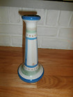 Vintage Ma Hadley Pottery Tall Candlestick Blue Pink Green Candle Holder