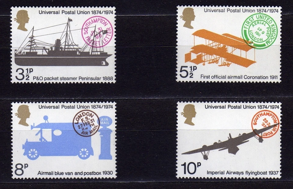 GREAT BRITAIN #720-723 MNH CENTENARY OF UPU, DEVELOPMENT OF OVERSEAS MAIL - Image 1 of 1