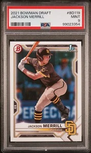 Bowman Draft Jackson Merrill 2021 PSA 9 #BD119 SAN DIEGO PADRES 354 - Imagen 1 de 2