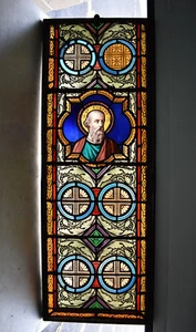 + Vintage French Stained Glass Church Window, St. Robert, c1890's (W7) chalice - Picture 1 of 17