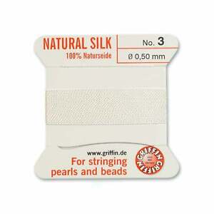 Griffin White Silk 0.50mm No.3 For Stringing Pearls and Beads