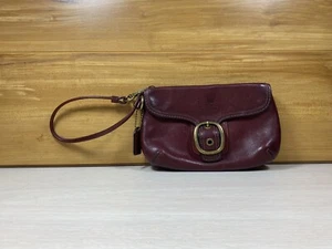 Coach Bleecker Maroon Leather Buckle Zipper Closure Wristlet - Coin Wallet - Picture 1 of 12