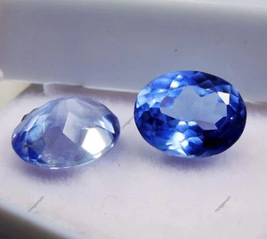 2 Pcs Natural CERTIFIED Sapphire Blue Color Oval Cut 9x7 mm Loose Gemstone Pair - Picture 1 of 7