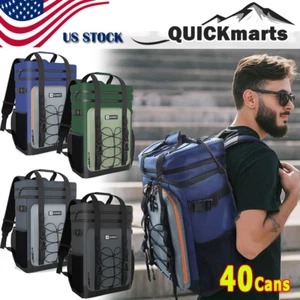 40 Cans Backpack Cooler Camping Picnic Insulated Leakproof Double Deck Lunch Bag - Picture 1 of 12