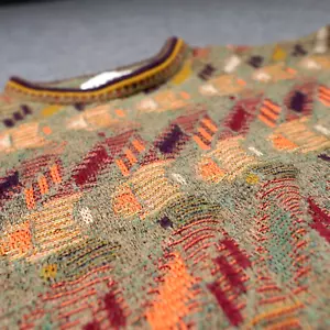 Vintage St Croix Sweater 90s Medium Colorful Geometric Knit Biggie Cosby Coogi - Picture 1 of 11