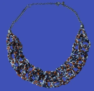 Charming Charlie Braided Glass Seed Bead Collar Statement Necklace - Picture 1 of 7