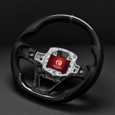 Volante esportivo universal personalizado plano de fibra de carbono real para BMW I8 FABRICANTE DE EQUIPAMENTO ORIGINAL - Imagem 1 de 4