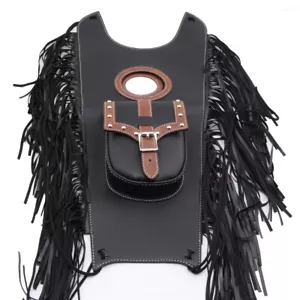 Cubierta de bolsa de almohadilla para Harley Honda con flecos negros de cuero PU para tanque de gasolina - Imagen 1 de 8