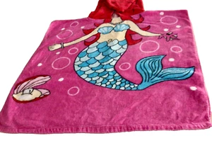 Girls Hooded Poncho Style Mermaid Beach Cover with Hood - Picture 1 of 7