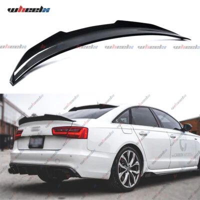 FOR 2012-2018 AUDI A6 S6 C7 C7.5 PSM HIGH KICK CARBON FIBER TRUNK SPOILER WING - Imagem 1 de 4