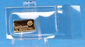 Goldbarren 1 Gramm 999.9 Gold UMICORE in OVP Folie verschweißt - Bild 1 von 8