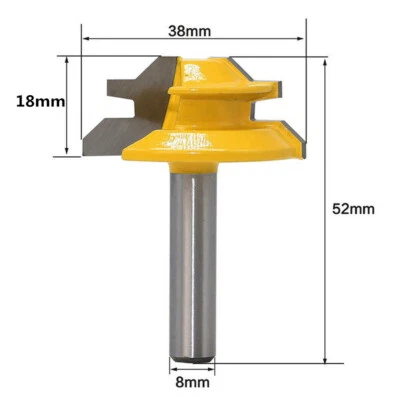1Pcs 8mm Shank 45 Degree - Up to 1/2" Stock Lock Miter Router Bit - Image 1 of 4