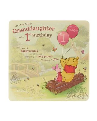 Tarjeta de 1er cumpleaños UK Greetings nieta Winnie the Pooh, 210 x 210 mm, E... Foto 1 de 4