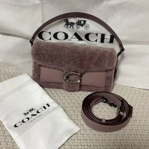 COACH Pink Faux Fur Shoulder Bag Spring Fall Soft Fluffy Tote from Japan - Picture 1 of 12