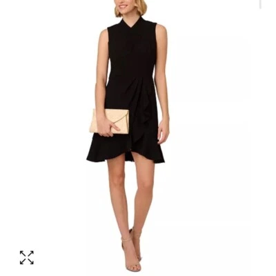 Adrianna Papell Black Dress Sleeveless Ruffle Party Cocktail Size 14 NEW - Image 1 of 4