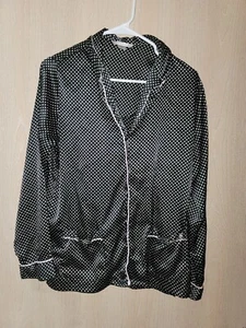 Victoria's Secret Silky Satin Polka-dot Pockets Pajama Top Size Small - Picture 1 of 7