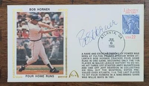 BOB HORNER SIGNED 1986 GATEWAY FDC FOUR HOME RUNS BRAVES - Picture 1 of 1