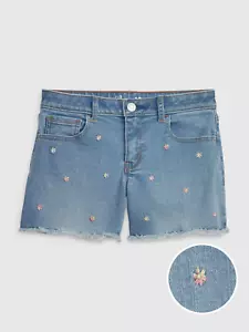NWT Gap Kids Girls Denim Midi Shorts embroidered adjustable waist u pick size - Picture 1 of 2