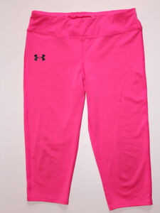 Girl's youth XL Under Armour hot pink fuschia fitted yoga crop pants leggings