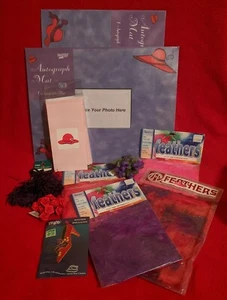 Lot Red Hat Society Party Supplies Feathers, Autograph Mats, Appliqué, Cards - Picture 1 of 8
