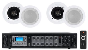 Rockville RCS180-6 70v Commercial Amplifier w/Bluetooth+(4) 4" Speakers in White - Picture 1 of 12