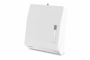 Robuster Papierhandtuchspender für ca. 600 Blatt, Kunststoff, weiß, abschließbar - Bild 1 von 8