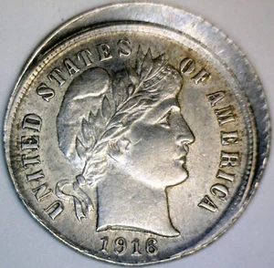 1916s ERROR OFF CENTER Barber SILVER Dime Unc./ BU Coin NICE EARLY O/C LOT NR - Picture 1 of 6