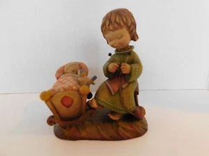 "Estatuilla de cuna de tejido y mecedora de Anri Italia Rock A Bye Girl 6" - Imagen 1 de 8