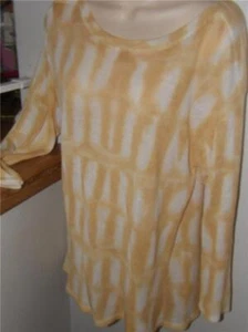 chicos white yellow linen 3/4 sleeve sweater top size 2 m l - Picture 1 of 1