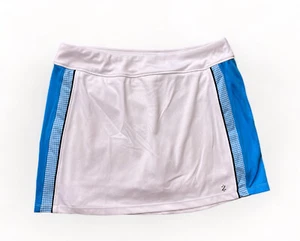 Izod Cool FX Skort Skirt Built In Shorts Women Size Medium M White Blue Trim EUC - Picture 1 of 5
