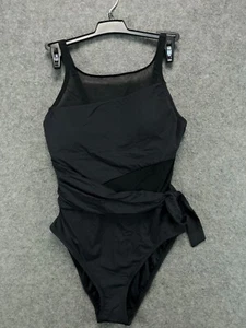 NWT Womens Swimsuits 6 One Piece Bleu Rod Beattie Mesh Cutout High Neck Black - Picture 1 of 10