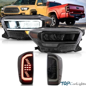 VLAND LED Headlights + Smoked Tail Lights For Toyota Tacoma 2016-22 w/Sequential - Foto 1 di 20