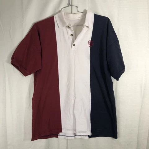 Vintage Texas A&M Aggies Polo Shirt Men’s L Striped Color Block Mitchell Jones Cover