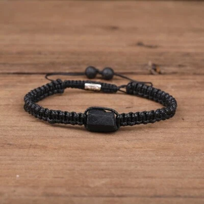 Natural Raw Black Tourmaline Beaded Crystal Protection Handmade Healing Bracelet - Image 1 of 4