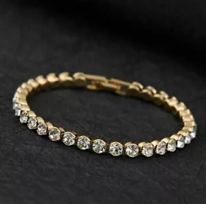Damen Armkette Edelstahl Gold Zirkonia Armband Armschmuck Schmuck Neu - Bild 1 von 4