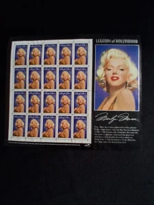Legends of Hollywood - Marilyn Monroe Stamps - USPS 1995 20 Stamp Sheet - Picture 1 of 2