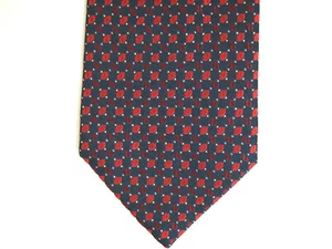 Nautica Mens Necktie Tie Navy Blue Red Geometric 100% Silk 59" - Picture 1 of 4