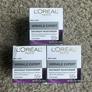 NEW L'Oreal Wrinkle Expert 55+ Day & Night Moisturizer + Calcium 1.7 Oz / 3 Pack - Picture 1 of 7