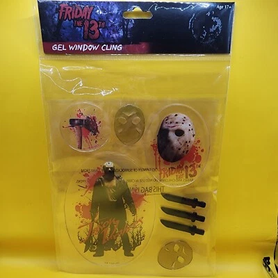 Nuevo- Friday The 13th Window Gel se adhiere Jason Vorhees Halloween decoración horror Foto 1 de 4